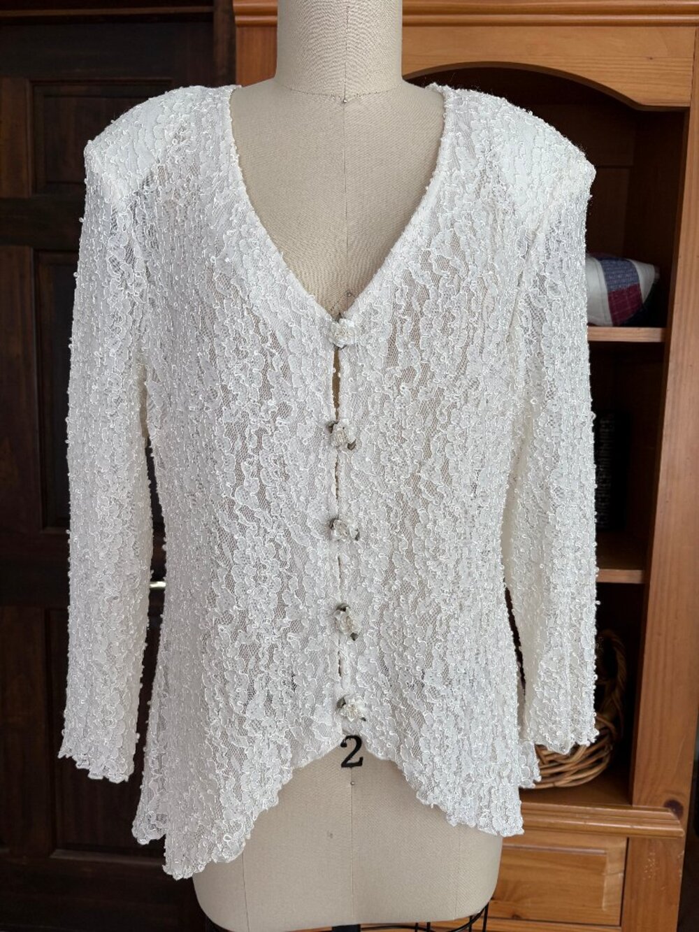 Vintage 90s Sheer Floral Cardigan Blouse 16 WP High Low Cottagecore Fairy Grunge
